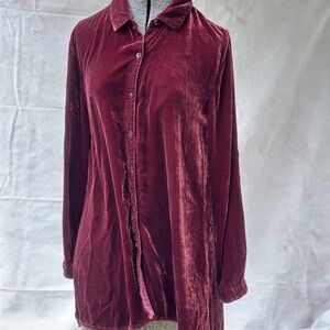 Eileen Fisher Velvet Shirt Jacket Tunic in Burgundy